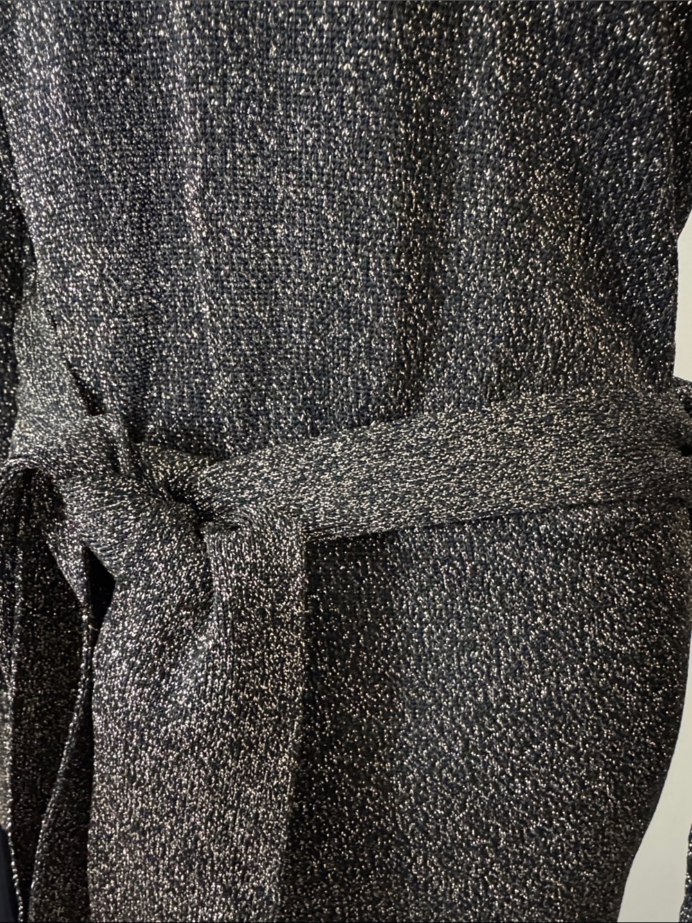 Diane von Furstenberg black and gold lurex knit "Evelyn" wrap dress - Picture 5 of 11